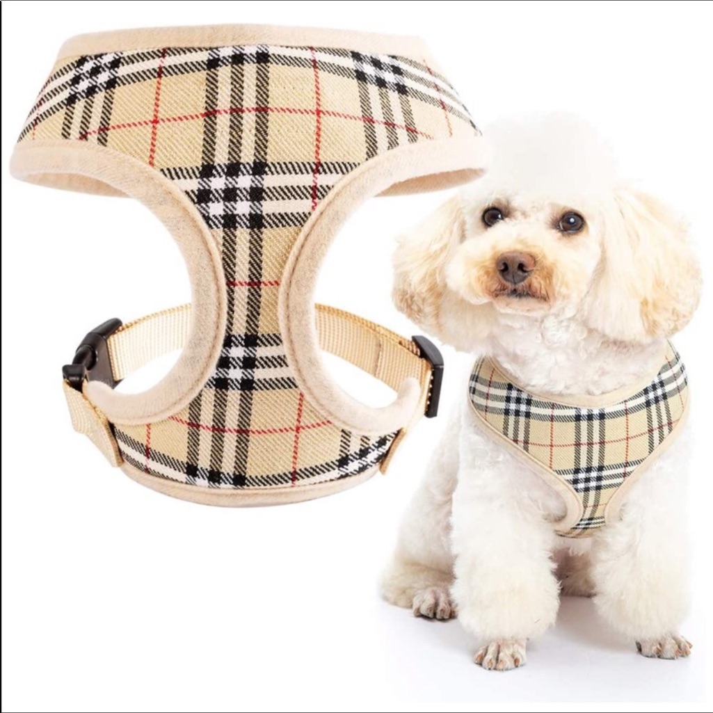 Adorable Plaid Dog Harness Brand New